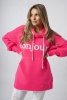 Luźny sweter damski typu bluza z kapturem Bonjour różowy-3